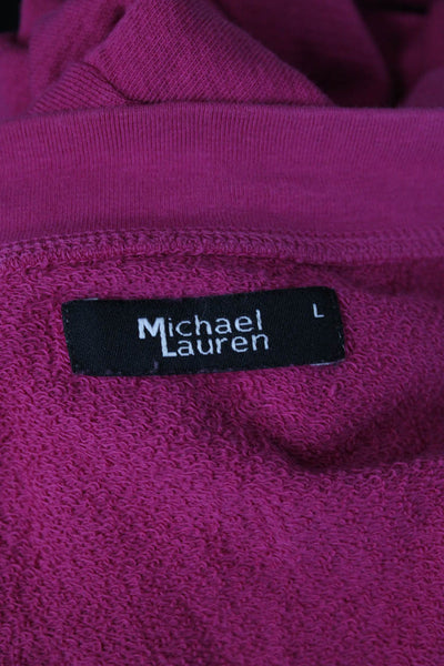 Michael Lauren Women Pink Henley Sweatshirt Cotton Long Sleeve V-Neck Size L