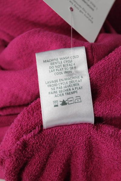Michael Lauren Women Pink Henley Sweatshirt Cotton Long Sleeve V-Neck Size L