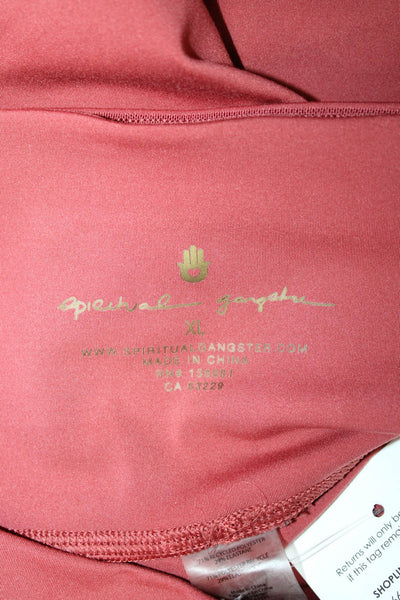 Spiritual Gangster Women Cropped Capri Leggings Brown Nylon Blend Size XL