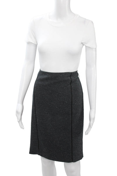 Tahari Womens Short Herringbone Pencil Skirt Dark Gray Size 6