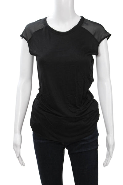 Karen Millen Women Black Viscose Sleeveless T-Shirt Round Neck Size 8