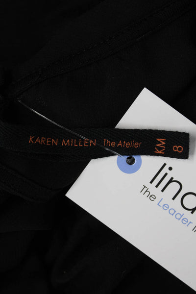Karen Millen Women Black Viscose Sleeveless T-Shirt Round Neck Size 8