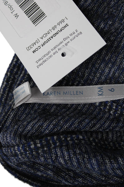 Karen Millen Women Jersey Striped Blue Round Neck Short Sleeve T-Shirt Size 6