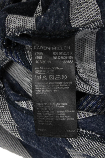 Karen Millen Women Jersey Striped Blue Round Neck Short Sleeve T-Shirt Size 6