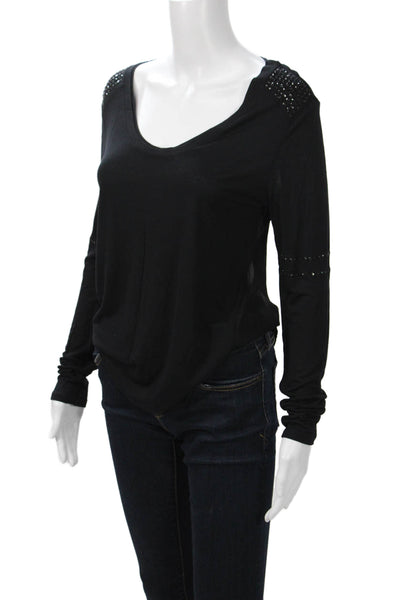 Karen Millen Women Black V-Neck Long Sleeve Viscose Blouse Size 6