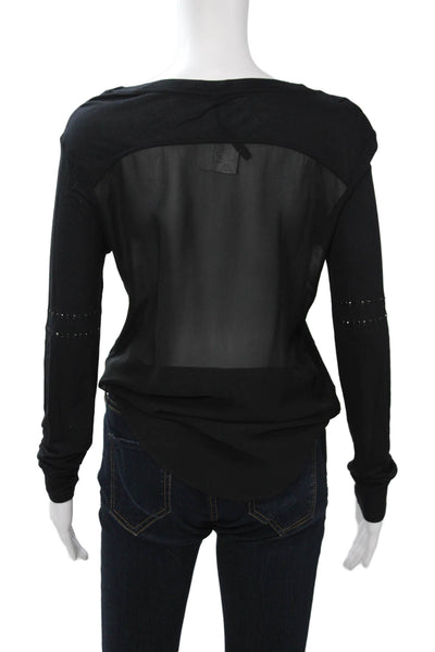 Karen Millen Women Black V-Neck Long Sleeve Viscose Blouse Size 6