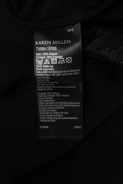 Karen Millen Women Black V-Neck Long Sleeve Viscose Blouse Size 6