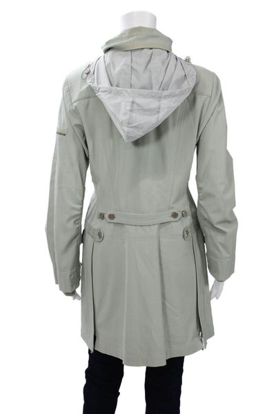 Elie Tahari Womens Military Anorak Gray Button High Neck Nylon Size S