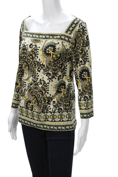 Michael Michael Kors Women Beige Square Neck 3/4 Sleeve Blouse Designer Size M