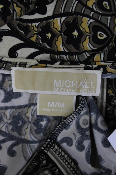 Michael Michael Kors Women Beige Square Neck 3/4 Sleeve Blouse Designer Size M