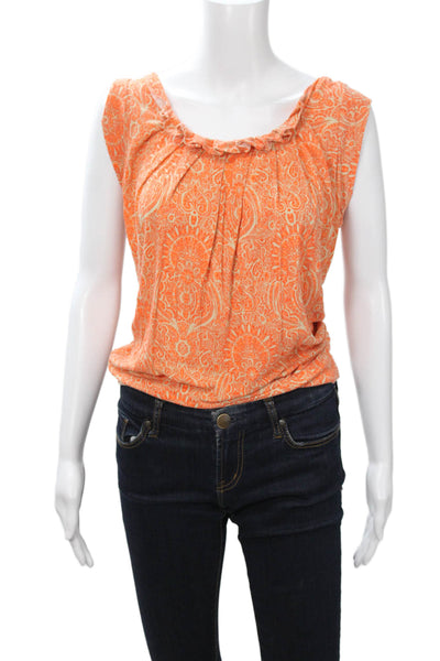 Michael Michael Kors Women Sleeveless Paisley Round Neck Lyocell Blouse Size M