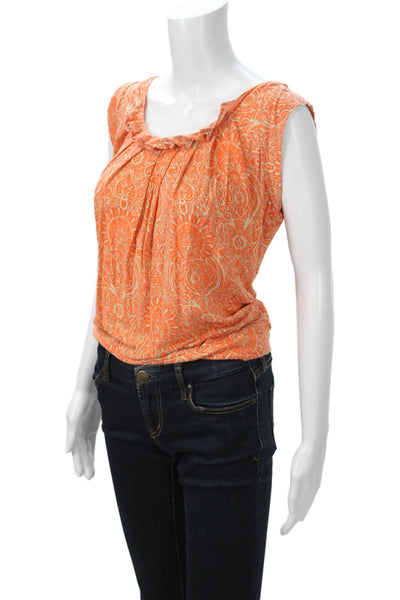 Michael Michael Kors Women Sleeveless Paisley Round Neck Lyocell Blouse Size M