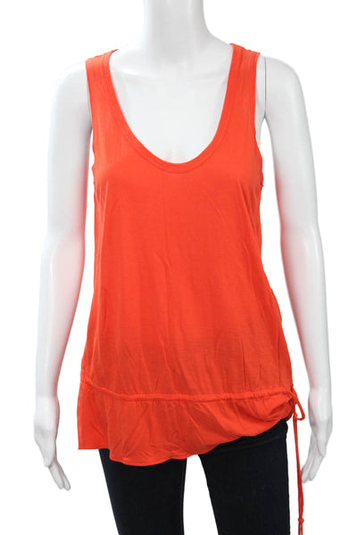 Karen Millen Women Tunic Tank V Neck Polka Dot Orange Viscose Sleeveless Size 6