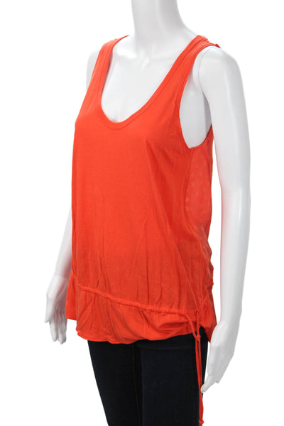 Karen Millen Women Tunic Tank V Neck Polka Dot Orange Viscose Sleeveless Size 6