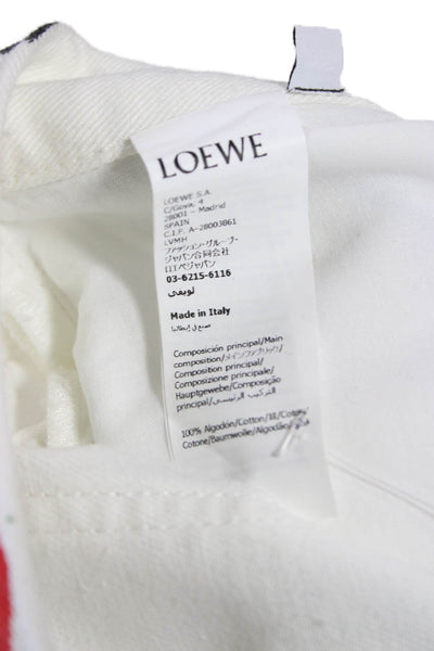 Loewe Unisex Designer Floral Cotton Shorts White Button Size 40
