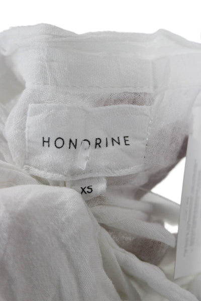 Honorine Women Shift Dress White 3/4 Sleeve Drawstring Short Size XS