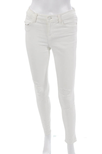 J Brand Womens Skinny Ankle Jeans White Mid Rise Button Fly Size 26