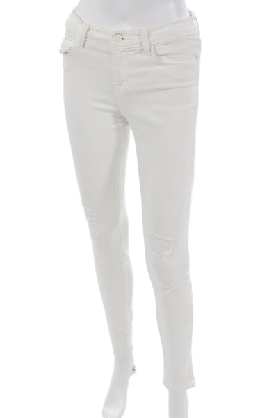 J Brand Womens Skinny Ankle Jeans White Mid Rise Button Fly Size 26