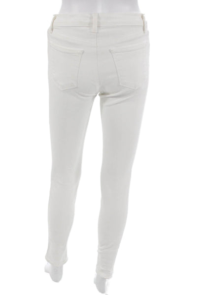 J Brand Womens Skinny Ankle Jeans White Mid Rise Button Fly Size 26