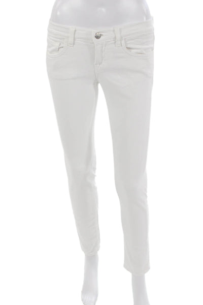 J Brand Womens Skinny Jeans White Low Rise Button Size 25