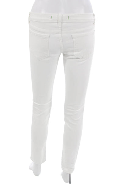 J Brand Womens Skinny Jeans White Low Rise Button Size 25