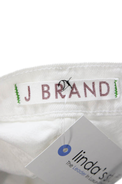 J Brand Womens Skinny Jeans White Low Rise Button Size 25