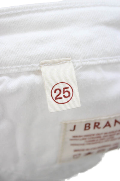J Brand Womens Skinny Jeans White Low Rise Button Size 25