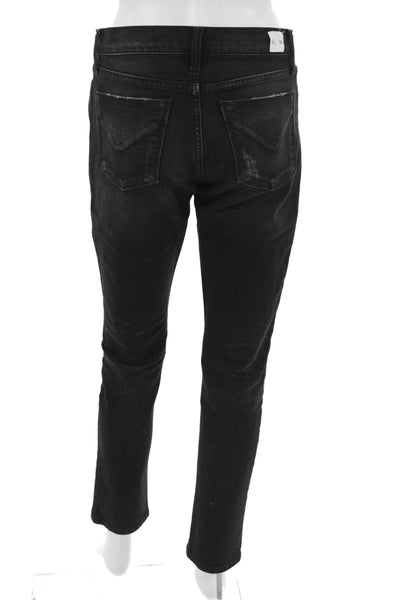 Hudson Womens Ankle Cropped Jeans Black High Rise Stars Size 25