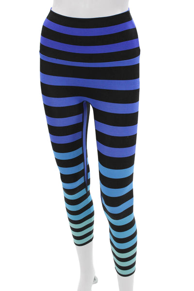 K Deer Women Ankle Striped Black Polyester Blend Leggings Size S