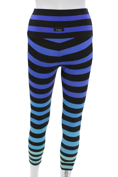 K Deer Women Ankle Striped Black Polyester Blend Leggings Size S