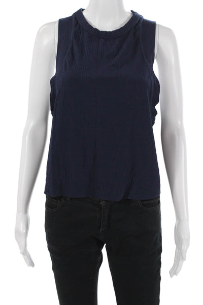 Alala Women Cropped Tank Sleeveless Crew Neck Dark Blue Nylon Spandex Size S