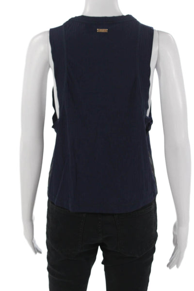 Alala Women Cropped Tank Sleeveless Crew Neck Dark Blue Nylon Spandex Size S