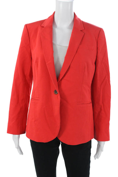 J Crew Women Red Collared Long Sleeve Blazer Cotton Viscose Blend Size 12