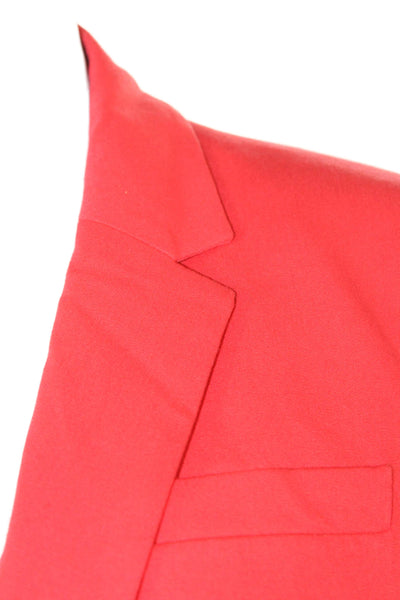 J Crew Women Red Collared Long Sleeve Blazer Cotton Viscose Blend Size 12