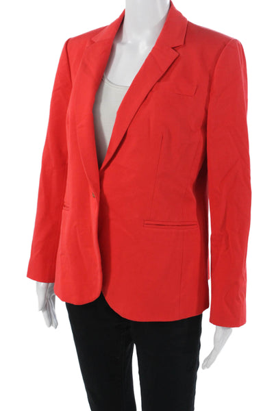J Crew Women Red Collared Long Sleeve Blazer Cotton Viscose Blend Size 12