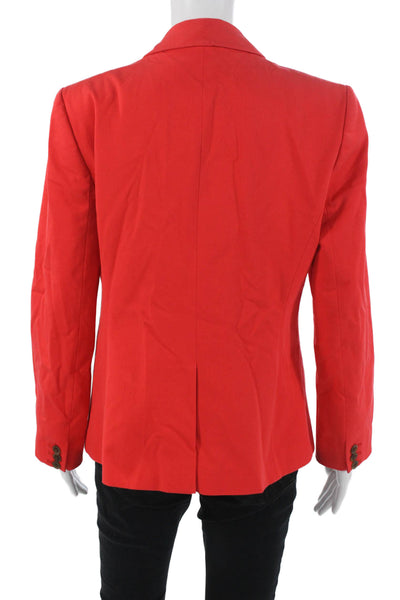 J Crew Women Red Collared Long Sleeve Blazer Cotton Viscose Blend Size 12