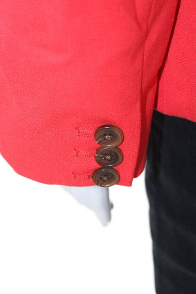 J Crew Women Red Collared Long Sleeve Blazer Cotton Viscose Blend Size 12
