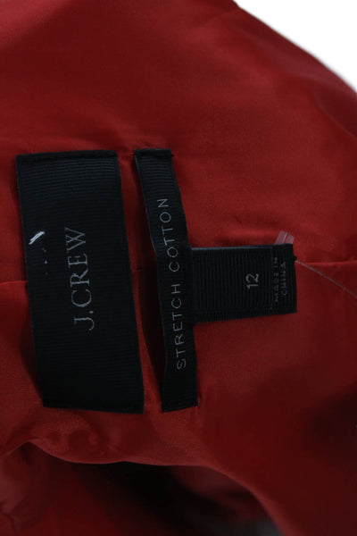 J Crew Women Red Collared Long Sleeve Blazer Cotton Viscose Blend Size 12