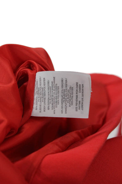 J Crew Women Red Collared Long Sleeve Blazer Cotton Viscose Blend Size 12