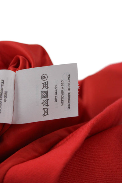 J Crew Women Red Collared Long Sleeve Blazer Cotton Viscose Blend Size 12