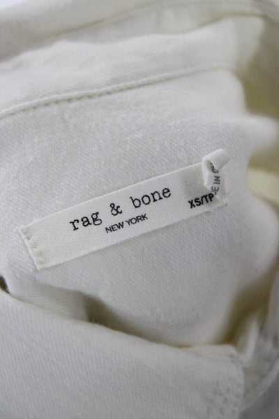 Rag & Bone Mens Button-Down Collared Cotton Solid Longsleeve White Shirt Size XS