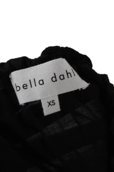 Bella Dahl Women Black High Neck Long Sleeve Blouse Tencel Lyocell Boho Size XS