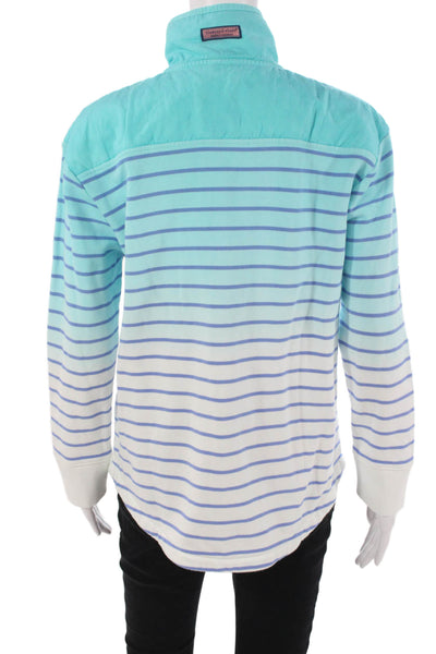 Vineyard Vines Women Striped Light Blue Pullover Sweatshirt Size S