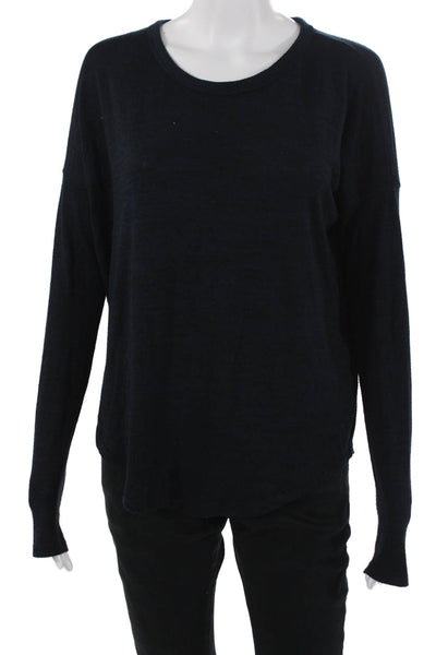 Rag & Bone Women Basic Black Crew Neck Long Sleeve T-Shirt Designer Size S