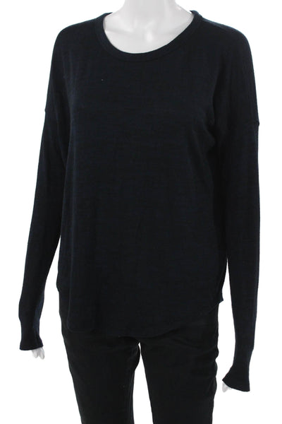 Rag & Bone Women Basic Black Crew Neck Long Sleeve T-Shirt Designer Size S