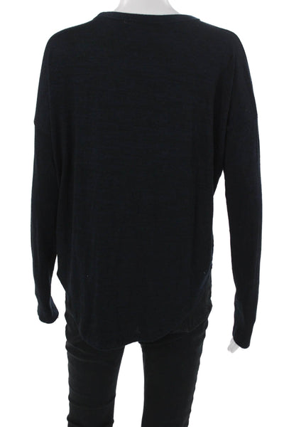 Rag & Bone Women Basic Black Crew Neck Long Sleeve T-Shirt Designer Size S