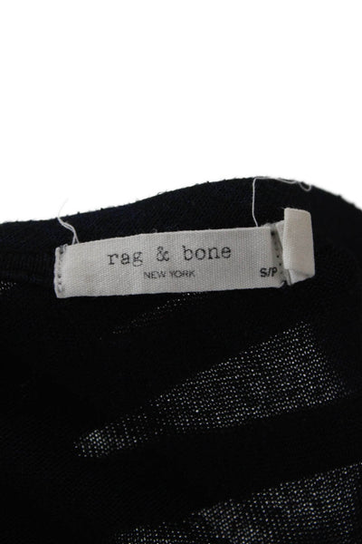 Rag & Bone Women Basic Black Crew Neck Long Sleeve T-Shirt Designer Size S