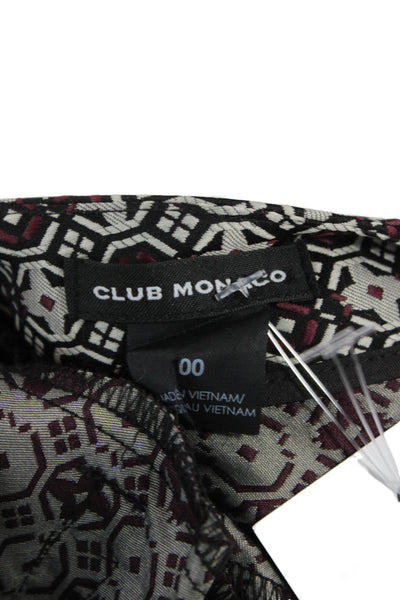 Club Monaco Women Ankle Cropped Black Aztec Pants Size 00
