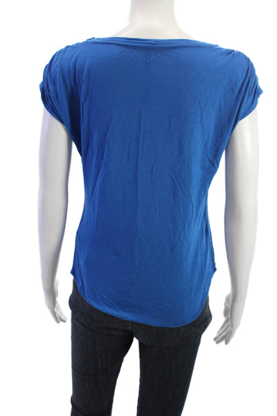 Karen Millen Women Basic Blue Viscose Round Neck Short Sleeve T-Shirt Size 8