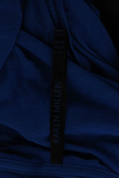 Karen Millen Women Basic Blue Viscose Round Neck Short Sleeve T-Shirt Size 8